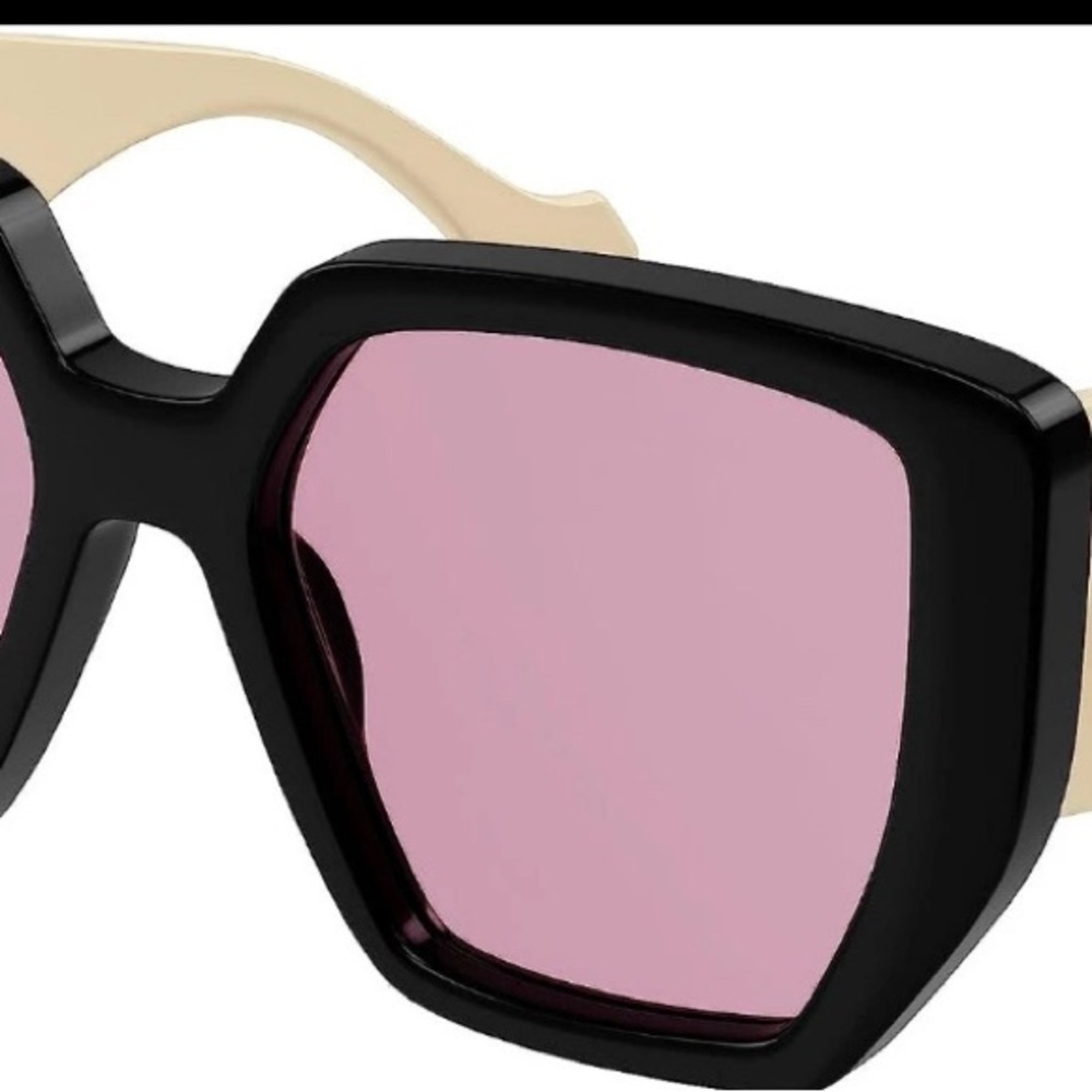 Gucci Black and Cream Geometric Sunglasses